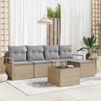 Sofa Set mit Kissen 6 pcs Beige Poly Rattan