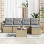 Sofa Set mit Kissen 6 pcs Beige Poly Rattan