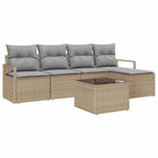 Sofa Set mit Kissen 6 pcs Beige Poly Rattan