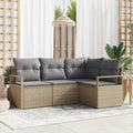 Sofa Set 4 pcs Beige Poly-Rattan