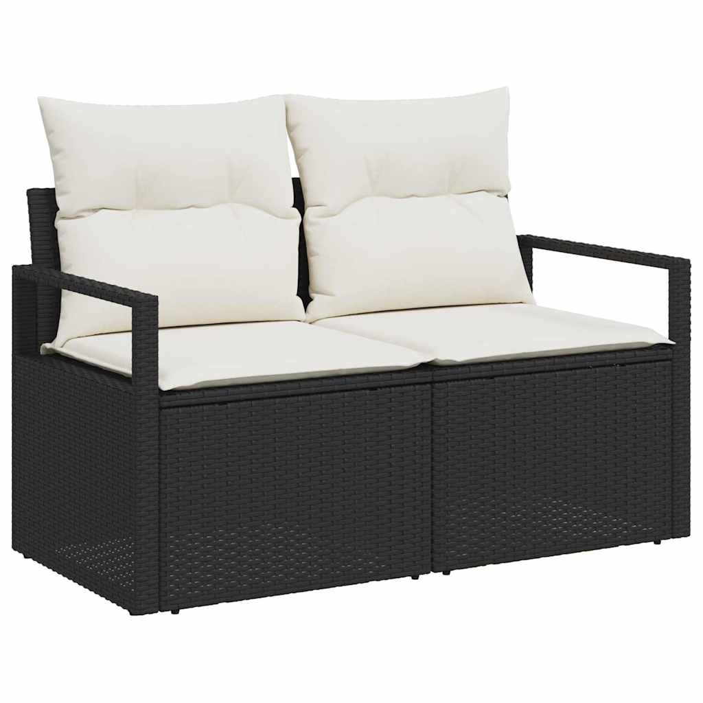 Sofa Set 5 pcs Schwarz Poly-Rattan
