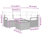 Sofa Set 5 pcs Schwarz Poly-Rattan
