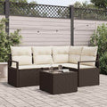 Sofa Set 5 pcs Braun Poly-Rattan