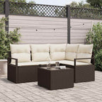 Sofa Set 5 pcs Braun Poly-Rattan