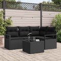 Sofa Set 5 pcs Schwarz Poly-Rattan