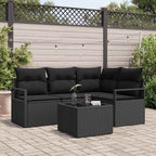 Sofa Set 5 pcs Schwarz Poly-Rattan