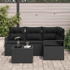 Sofa Set 5 pcs Schwarz Poly-Rattan
