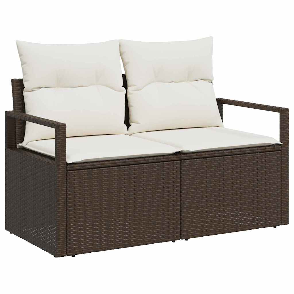 Sofa Set mit Kissen 5 pcs Braun Poly Rattan