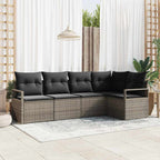 Sofa Set 5 pcs Grau Poly-Rattan