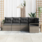 Sofa Set 5 pcs Grau Poly-Rattan