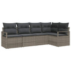 Sofa Set 5 pcs Grau Poly-Rattan