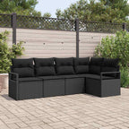 Sofa Set 5 pcs Schwarz Poly-Rattan