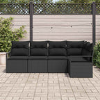 Sofa Set 5 pcs Schwarz Poly-Rattan