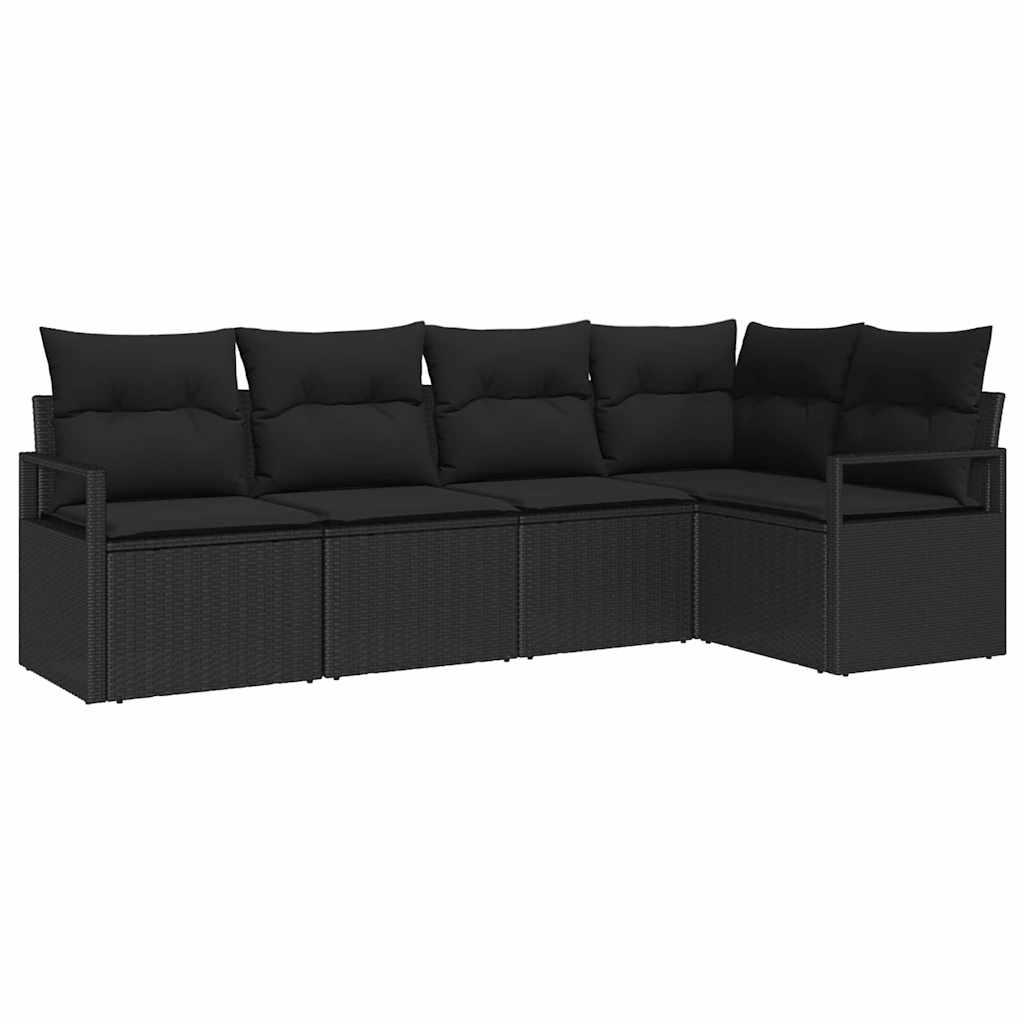 Sofa Set 5 pcs Schwarz Poly-Rattan