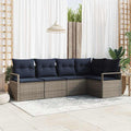 Sofa Set 5 pcs Grau Poly-Rattan