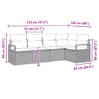 Sofa Set 5 pcs Grau Poly-Rattan