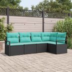 Sofa Set 5 pcs Schwarz Poly-Rattan