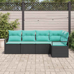 Sofa Set 5 pcs Schwarz Poly-Rattan