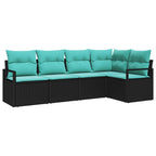 Sofa Set 5 pcs Schwarz Poly-Rattan