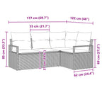 Sofa Set 5 pcs Schwarz Poly-Rattan