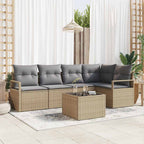 Sofa Set 6 pcs Beige Poly-Rattan