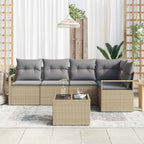 Sofa Set 6 pcs Beige Poly-Rattan