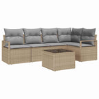 Sofa Set 6 pcs Beige Poly-Rattan