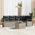 Sofa Set mit Kissen 6 pcs Hellgrau Poly Rattan