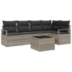 Sofa Set mit Kissen 6 pcs Hellgrau Poly Rattan
