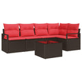 Sofa Set 6 pcs Braun Poly-Rattan