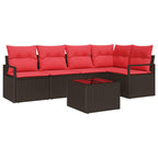 Sofa Set 6 pcs Braun Poly-Rattan
