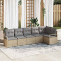 Sofa Set 6 pcs Beige Poly-Rattan