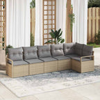 Sofa Set 6 pcs Beige Poly-Rattan