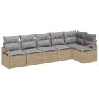 Sofa Set 6 pcs Beige Poly-Rattan