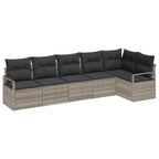 Sofa Set mit Kissen 6 pcs Hellgrau Poly Rattan