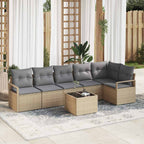 Sofa Set mit Kissen 7 pcs Beige Poly Rattan