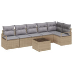 Sofa Set mit Kissen 7 pcs Beige Poly Rattan