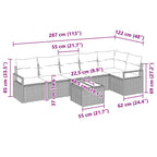 Sofa Set mit Kissen 7 pcs Beige Poly Rattan