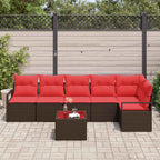 Sofa Set 7 pcs Braun Poly-Rattan