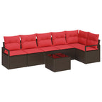 Sofa Set 7 pcs Braun Poly-Rattan