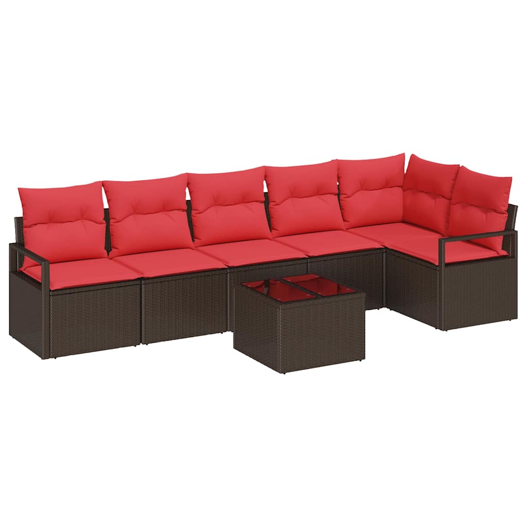 Sofa Set 7 pcs Braun Poly-Rattan