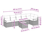 Sofa Set 7 pcs Grau Poly-Rattan