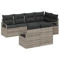 Sofa Set mit Kissen 7 pcs Hellgrau Poly Rattan