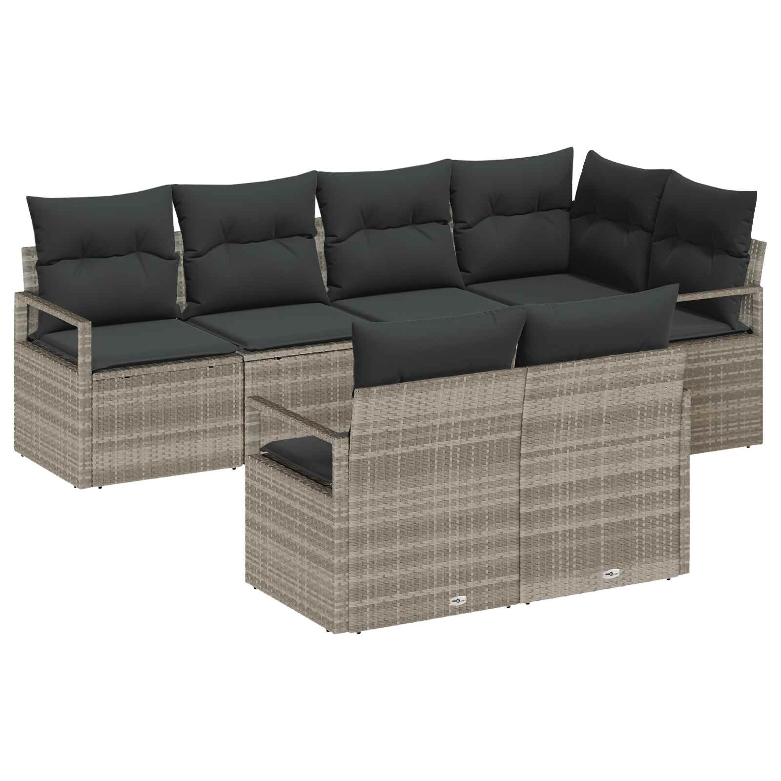Sofa Set mit Kissen 7 pcs Hellgrau Poly Rattan