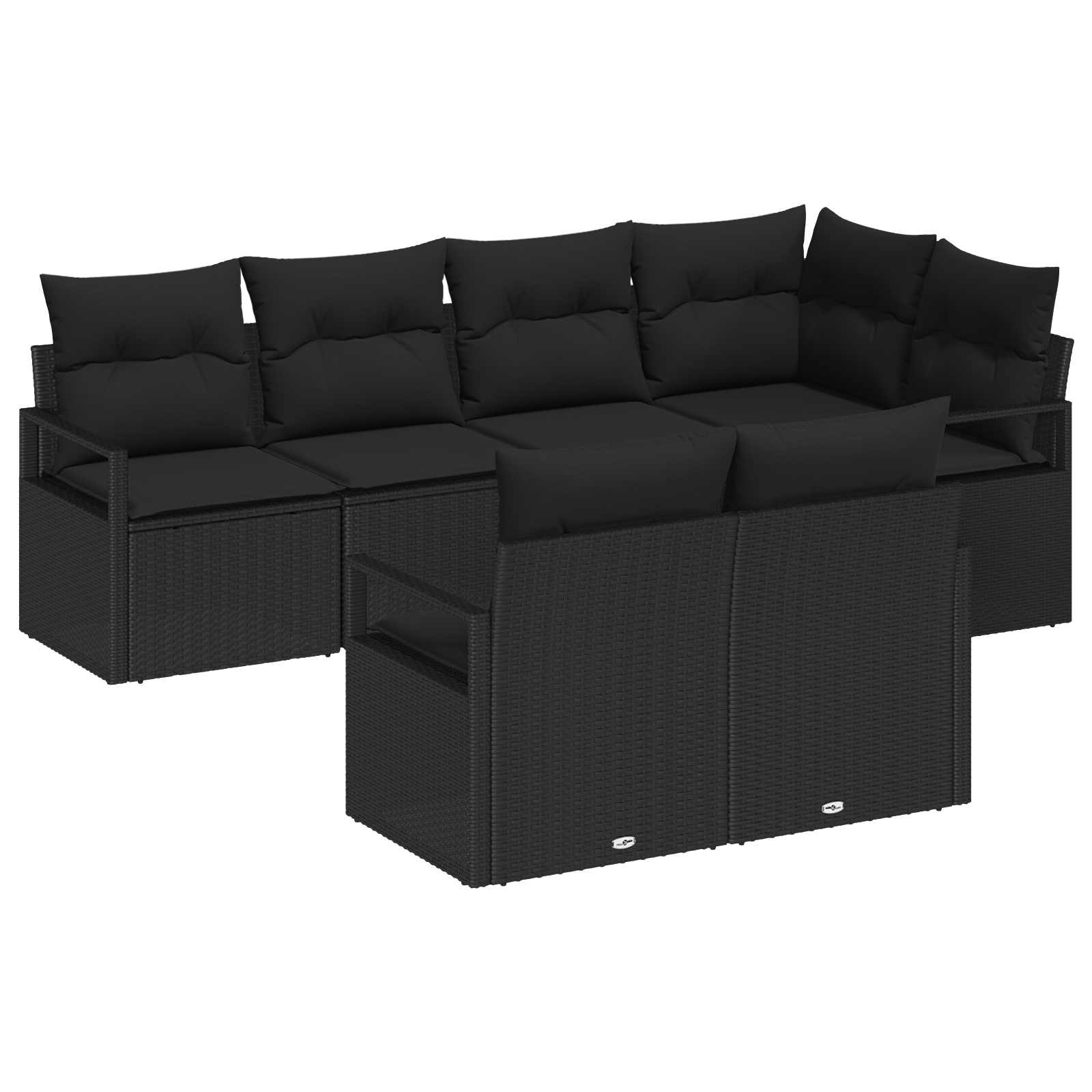 Sofa Set 7 pcs Schwarz Poly-Rattan