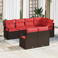 Sofa Set 7 pcs Braun Poly-Rattan