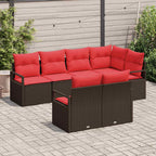Sofa Set 7 pcs Braun Poly-Rattan