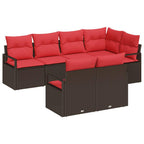 Sofa Set 7 pcs Braun Poly-Rattan