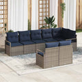 Sofa Set 8 pcs Grau Poly-Rattan