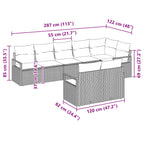 Sofa Set 8 pcs Grau Poly-Rattan
